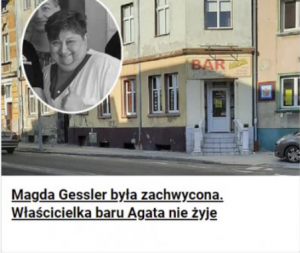 Magda Gessler była zachwycona. Właścicielka bary Agata nie żyje.
